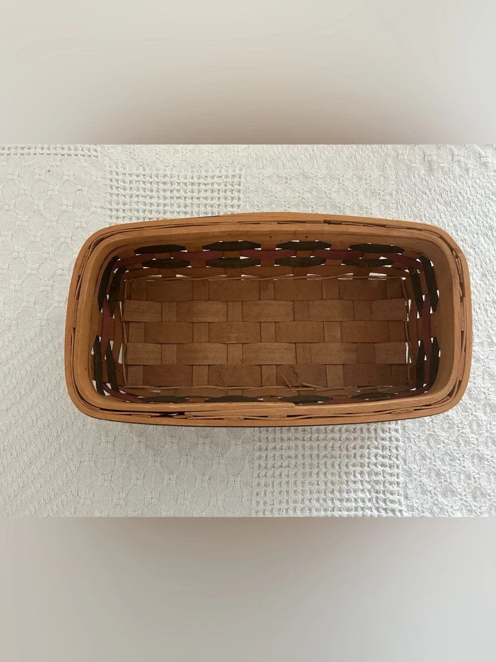 Handwoven Wood Basket with Green and Red Accents - Classic Home Accents
